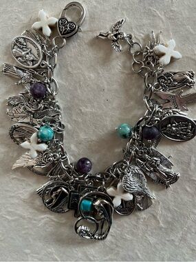 Archangels Charm Bracelet African Turquoise & Lepidolite Stones